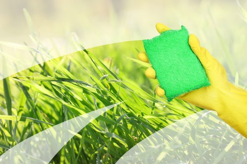 Team of cleaners preparing tools outside a home for a detailed quote