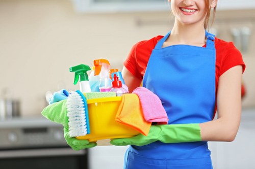 Professional house cleaners organizing a living room in Jasmine