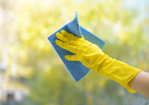 Clean gutters on a suburban home during sunny weather