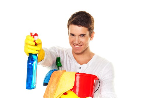 Eco-friendly cleaning solutions being applied